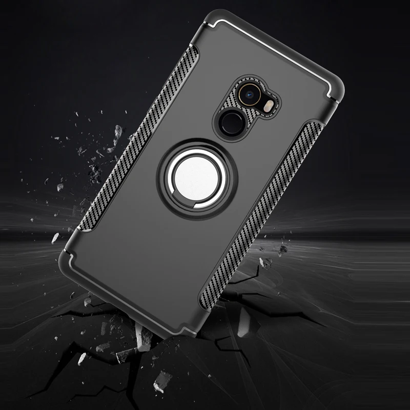 Stand Cover For Xiaomi Mi MIX 2 Shockproof Armor Case Xiomi Xaomi MIX2 Carbon Fiber Frame Bumper Cases MiMIX2 Phone Fundas | Мобильные