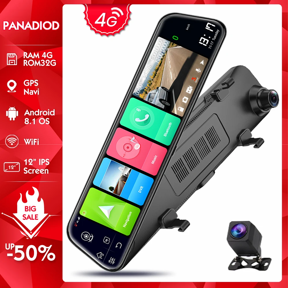 4G Android автомобильный видеорегистратор 12 дюймов ADAS GPS навигация WiFi Автомобильный