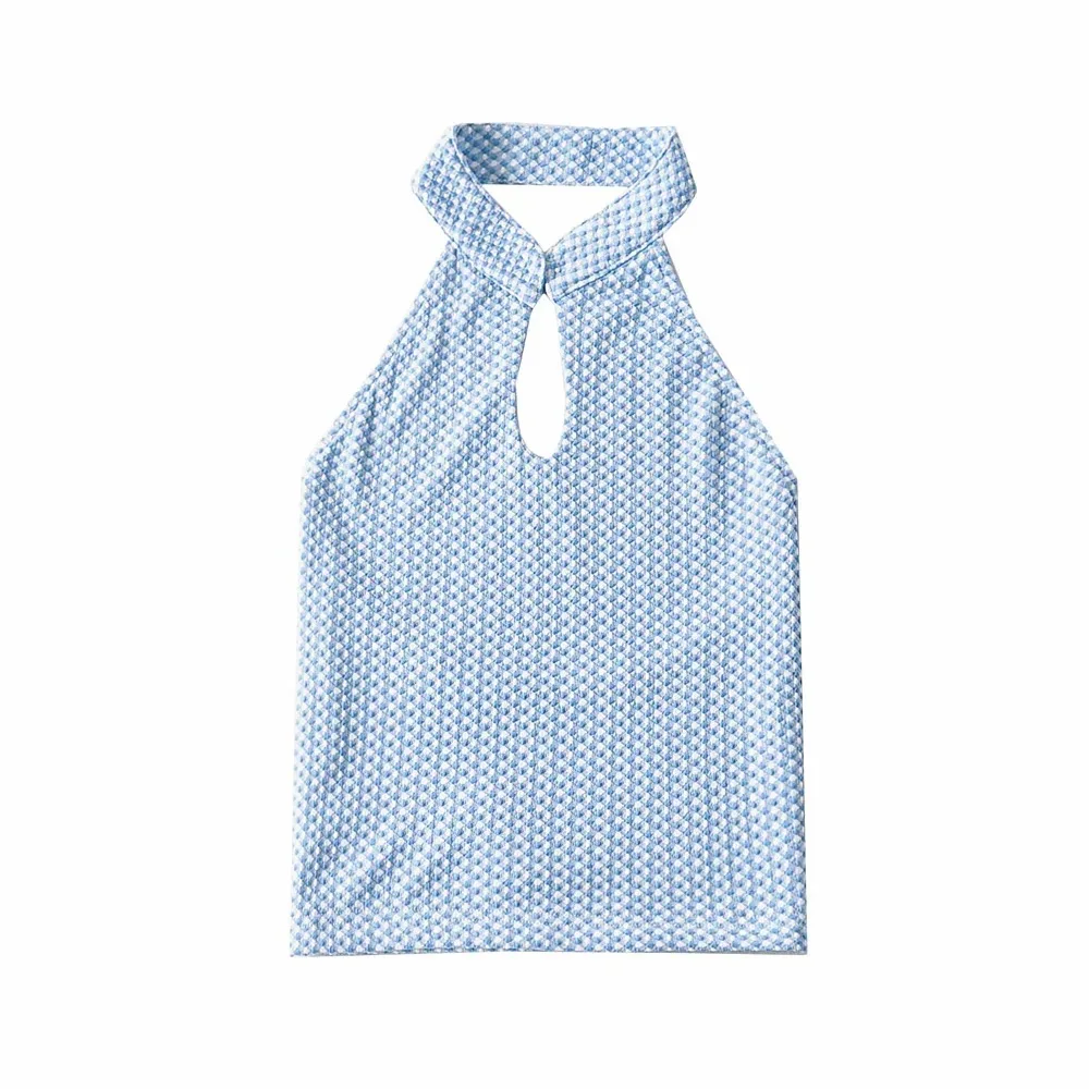 

Stretch Slim Slim Neck Double Layer Thousand Bird Lattice Slim Sexy Large Open Back Waistcoat Female DLDD491