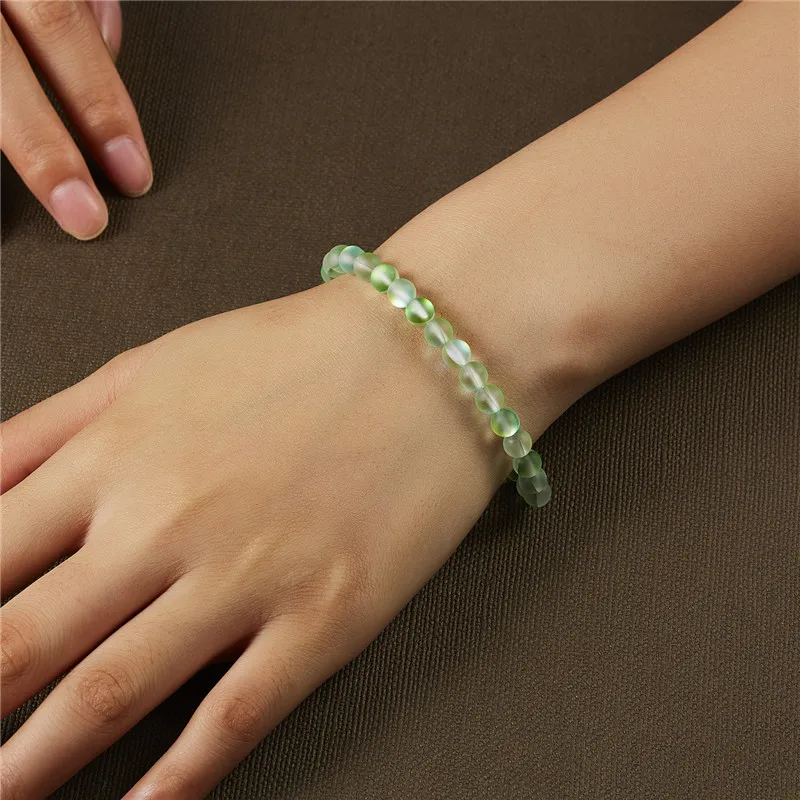 Ручной работы лунный камень браслет на эластичной веревке с натуральным