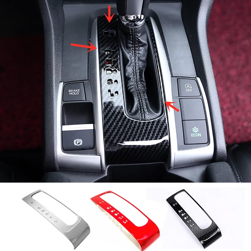 

For Honda Civic 10th 2016 2017 accessories ABS Plastic Car gear shift knob frame panel Decoration cover trim Car styling 1pcs