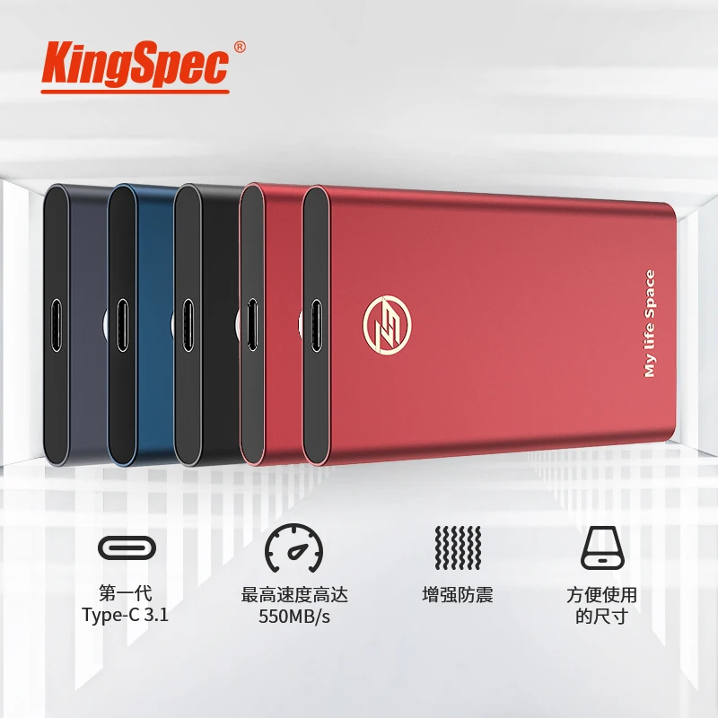 Внешний SSD-накопитель KingSpec 512 ГБ портативный жесткий диск 128 Гб hdd ТБ SSD Type-C USB3.1