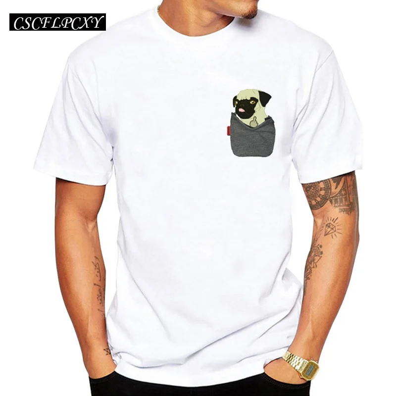 Новейшая забавная Мужская футболка с принтом Мопс вы карманный дизайн животные