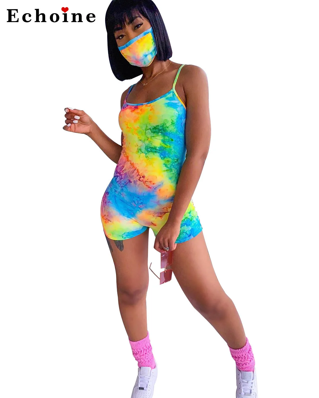 Женский комбинезон на бретелях-спагетти с принтом | Женская одежда