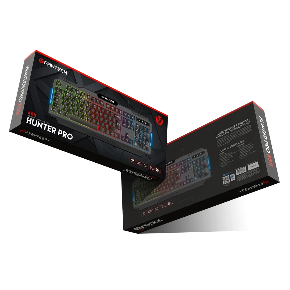 Fantech K511 Профессиональная Usb игровая клавиатура с подсветкой 104-Key Проводная игровая клавиатура