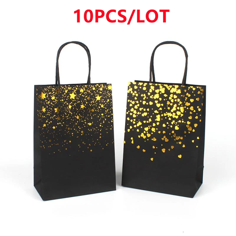 10Pcs/set Kraft Paper Bags Gifts Packaging Bag  Paper Bag Gift Bag Brown Paper Bag With Handle Paper Shopping Bag Party Supplies