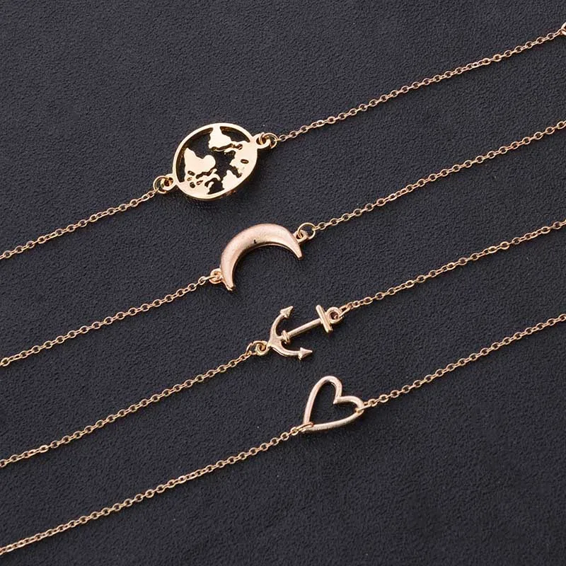 Mling 4 шт./компл. Винтаж Для женщин браслет карта мира минималистские наручные часы