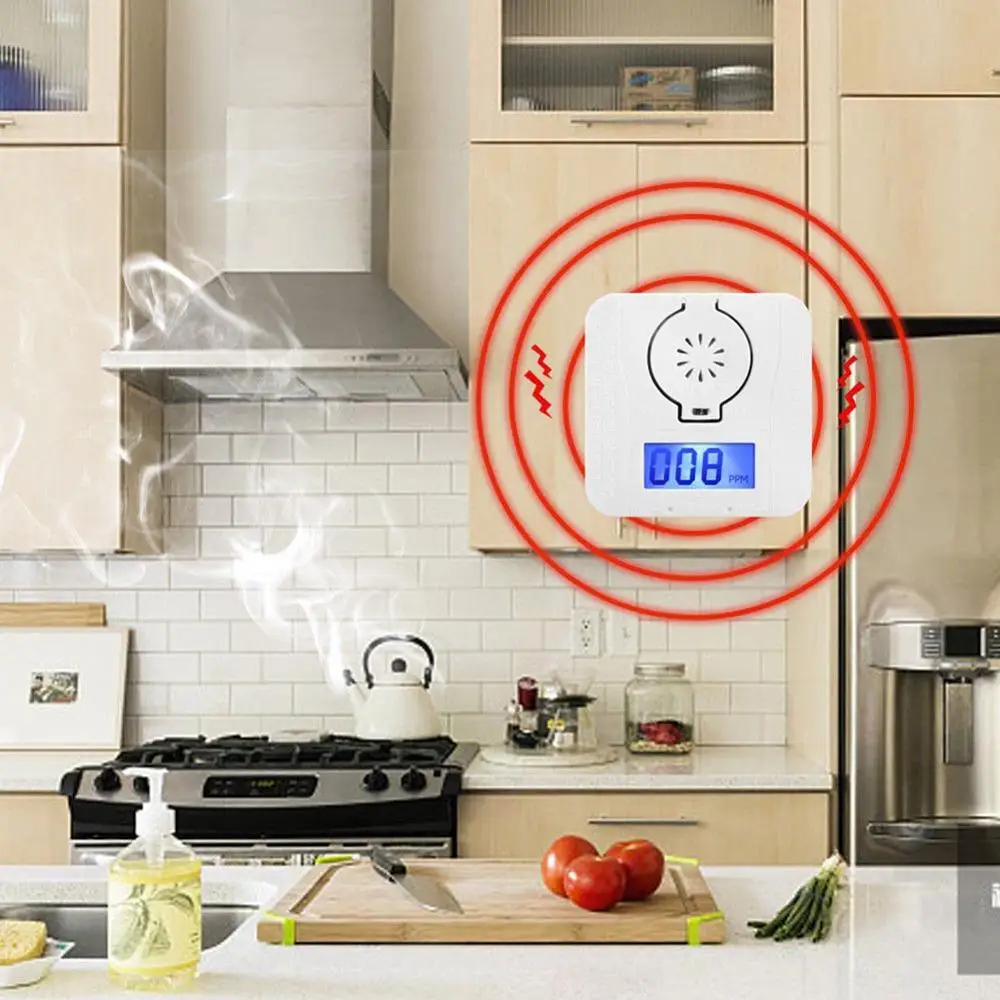 Сигнализатор окиси углерода CO детектор газа работающий от батареи Цифровой