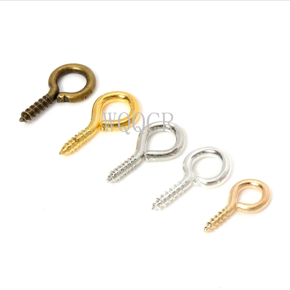 Маленькие крошечные мини-штифты Eyepins крючки петли винтовые резьбовые золотые