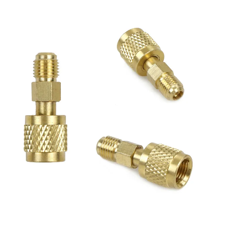 

Gold R410 Brass Adapter 1/4" Male To 5/16" Female Charging Hose To Pump