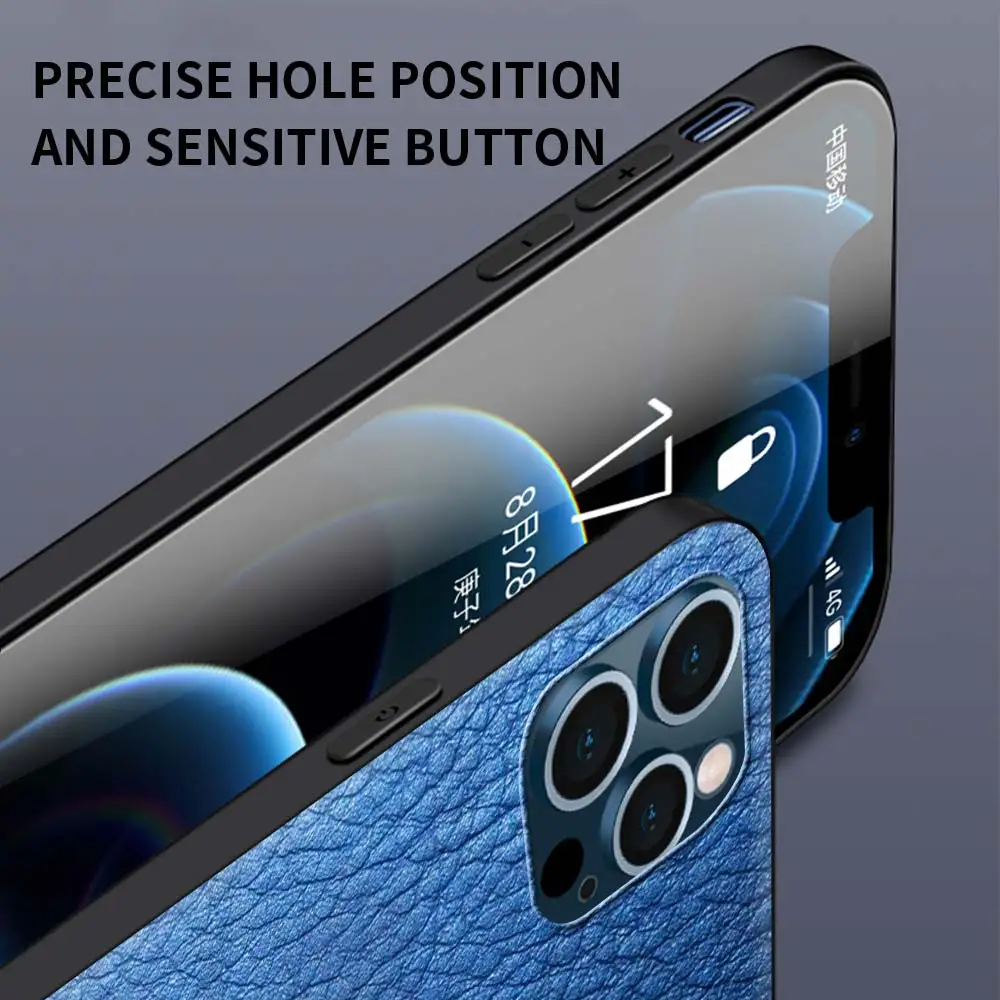 

Luxury Leather Phone Case For Apple iPhone 12 11 Pro 7 XR X XS Max 8 6 6S Plus 5 5S SE 2020 12Mini Coque Black Shell