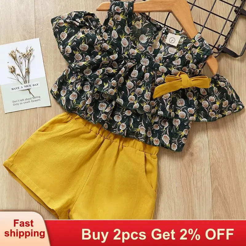 Комплекты летней одежды для девочек комплекты детской 2020 г. Футболка без рукавов