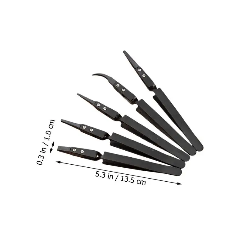 

5pcs Multi-purpose Ceramic Tweezers Useful Pointed Electronic Tweezers