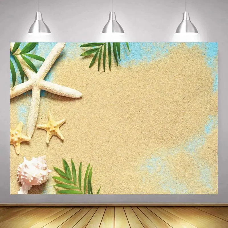 

Conch Shell Decoration Beach Sand Photo Background For Swimming Suits Photoshoot Newborn Baby Shower Photography Backdrop Poster