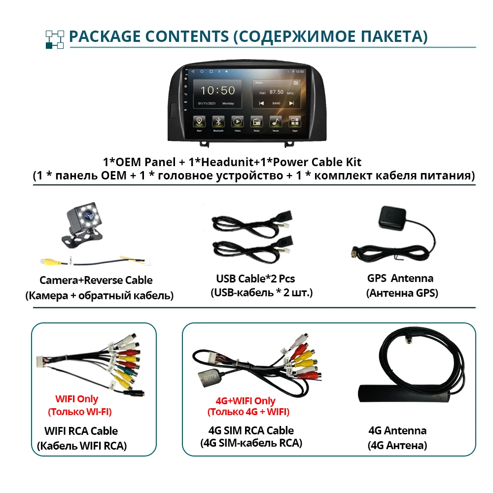 Автомагнитола 2DIN Android10 для HYUNDAI SONATA NF 2004-2008 автомобильная стереосистема с
