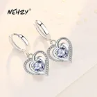 Серьги женские из серебра 925 пробы, с синим кристаллом