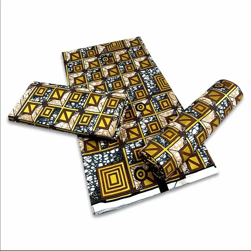 

2021 African Gold Wax Fabric 100% cotton High Quality Nigeria Fabric Wax Print Ankara Wax For Sewing 6yards Women Fabric VL-19