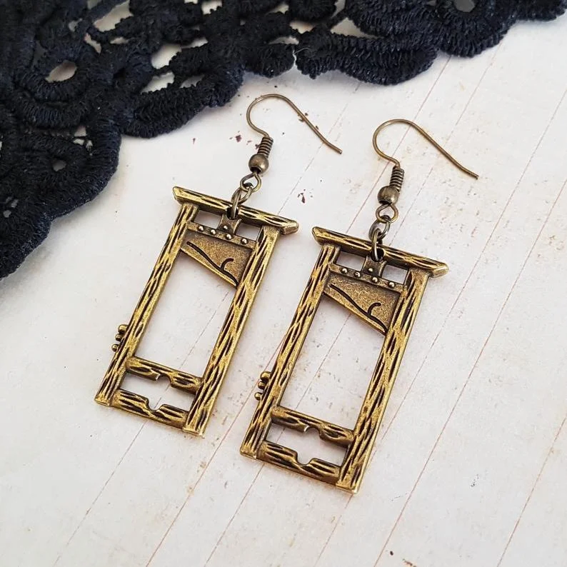 Гильотинные серьги жуткие украшения в готическом стиле средневековые панк