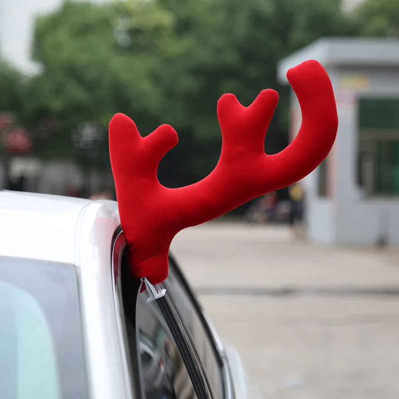

Reindeer Christmas Decor Car Vehicle Nose Horn Costume Set Rudolf Christmas Reindeer Antlers Red Nose Ornaments