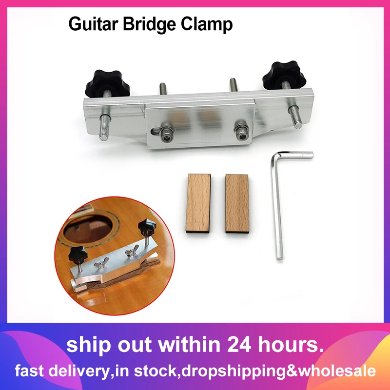 

Metal Guitar Bridge Clamp Stainless Steel Guitar Bridge Bonding Tool For Luthiers With 2 Pcs Wooden Block Guitar Parts Accessory