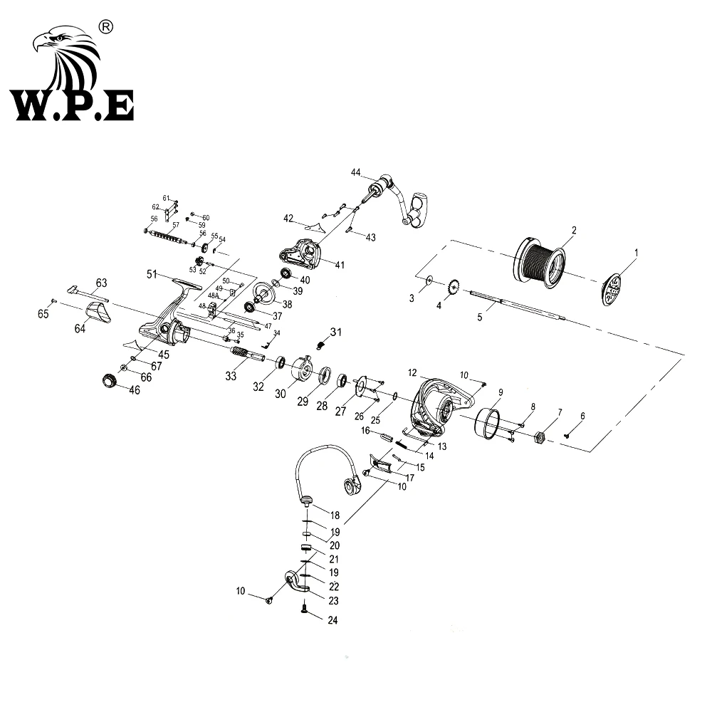 Новинка рыболовная катушка W.P.E HKC 6000 8000 с максимальным усилием тяги 14 5 кг 7 + 1 BB