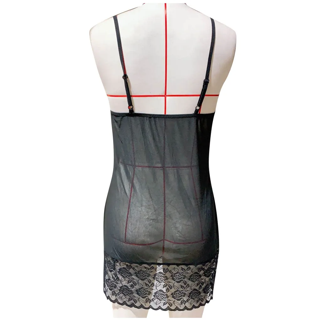 Женское кружевное нижнее белье сексуальное мини-Ночное платье Camisola прозрачная