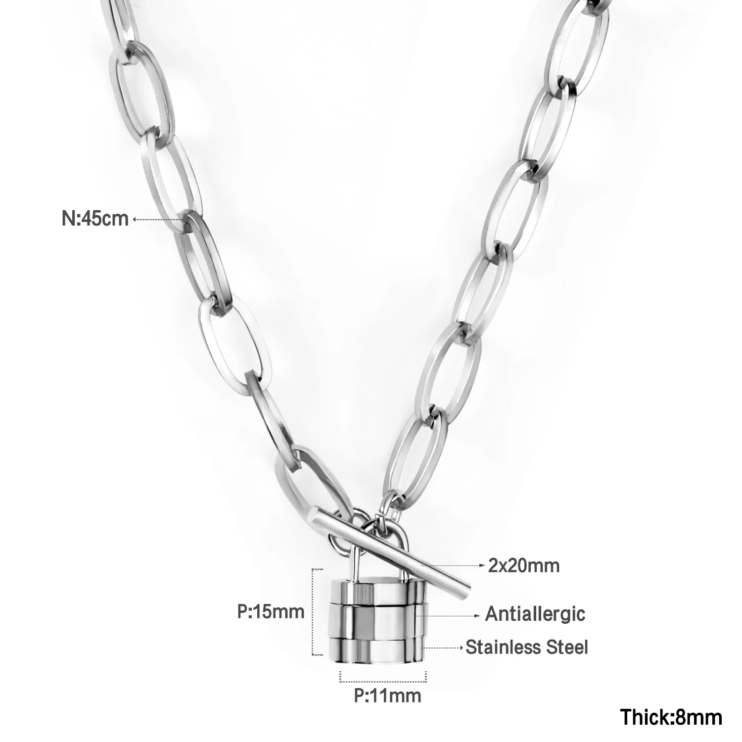 Ожерелье LUXUSTEEL в стиле хип-хоп женское Подвеска замок цепочки из нержавеющей