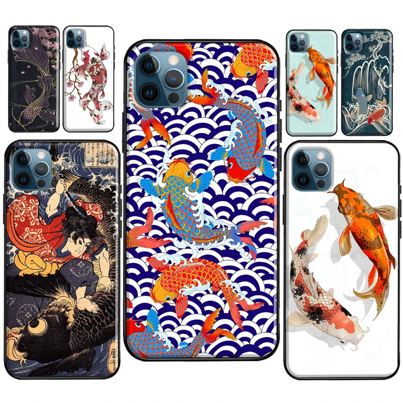 Японский чехол Koi Fish для iPhone 11 Pro Max XS X XR SE 2020 6S 7 8 Plus 12 mini Max|Бамперы| |