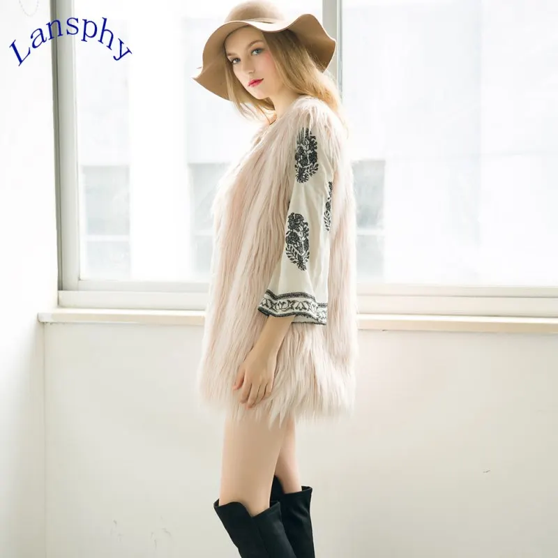 Для женщин коричневый цвет большие Размеры жилет из искусственного меха для