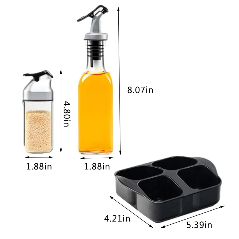 

Kitchen Jars For Spices Rotating Glass Cruet Seasoning Jar Set BBQ Pepper Salt Shakers Paprika Bottle Kitchen Storage Rack Jar