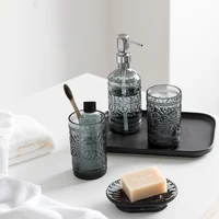 anti crystal bathroom set 4 piece toothbrush holder soap dish soap dispenser glass european multifunctional modern accessories