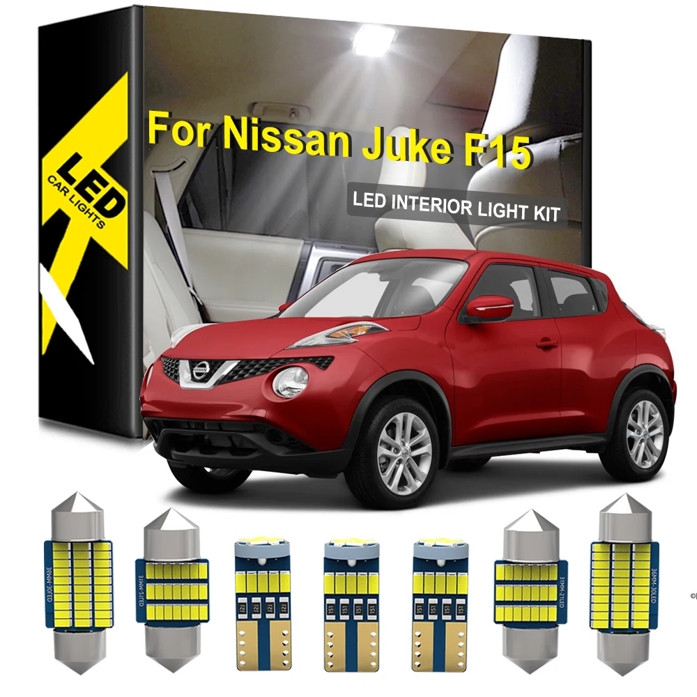 

KAMMURI 8 шт. 100% Ошибок Белый светодиодный Автомобильный интерьер светильник посылка комплект для 2011-2016 Nissan Juke F15 светодиодный Подсветка салона ...