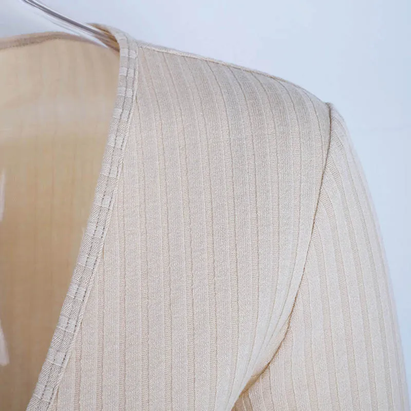 

Women Cardigan Long Sleeve Deep V-Neck Button Up Classic Sweater Knitwear Solid Spring Autumn High Street Hot Clubwear