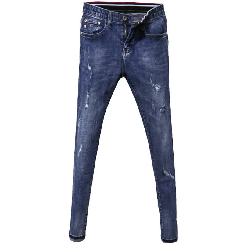 

Hot 2022 Brand Jeans Men's Retro Stretch Slim-fitting Feet Tight Ankle Length Pants Summer Thin Social Spirit Guy Pencil Pants