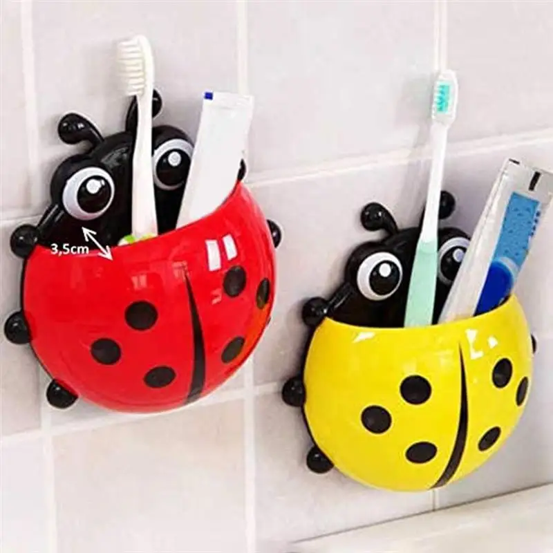 

1Pcs Lovely Ladybug Ladybird Wall Suction Cup Toothbrush Holder Bathroom Set ToothBrush Container Cup Hanging Organizer