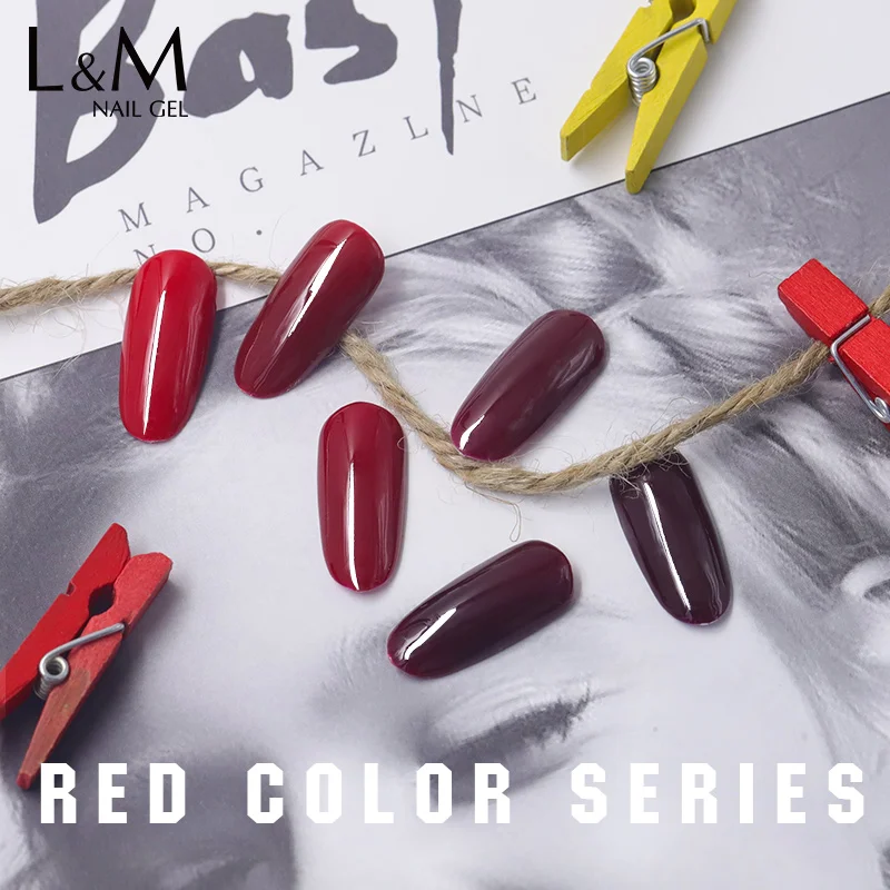 1 pc Nails Gel Polish Classic Red Soak Off Wine Red Color seires UV led lamp Hight quality Long Lasting Gel polish art nail