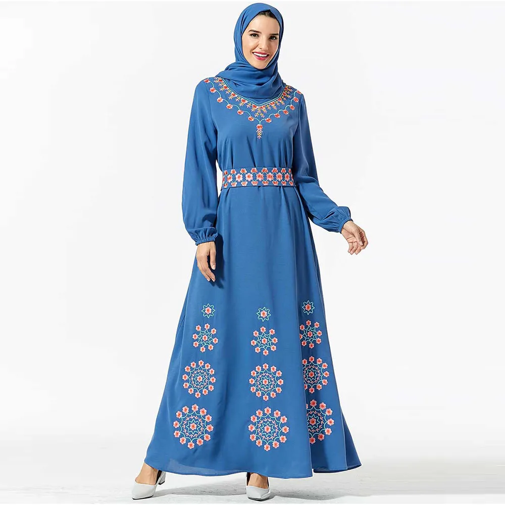 Мусульманское платье женская мусульманская одежда Вышивка Элегантные макси