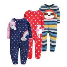 New 2021 Baby Rompers For Girl Clothing Pink Cartoon New Born Baby Clothes One Pieces Pajamas Fleece Newborn Jumpsuit Costume