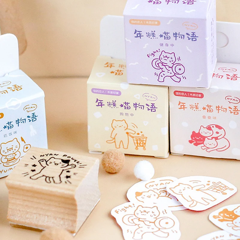 Деревянные штампы серии cat DIY резиновые принадлежности для рукоделия