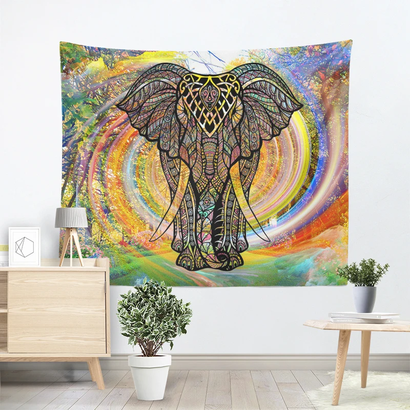 3D красочный Радужный слон гобелен мозаика стиль хиппи бохо настенные гобелены