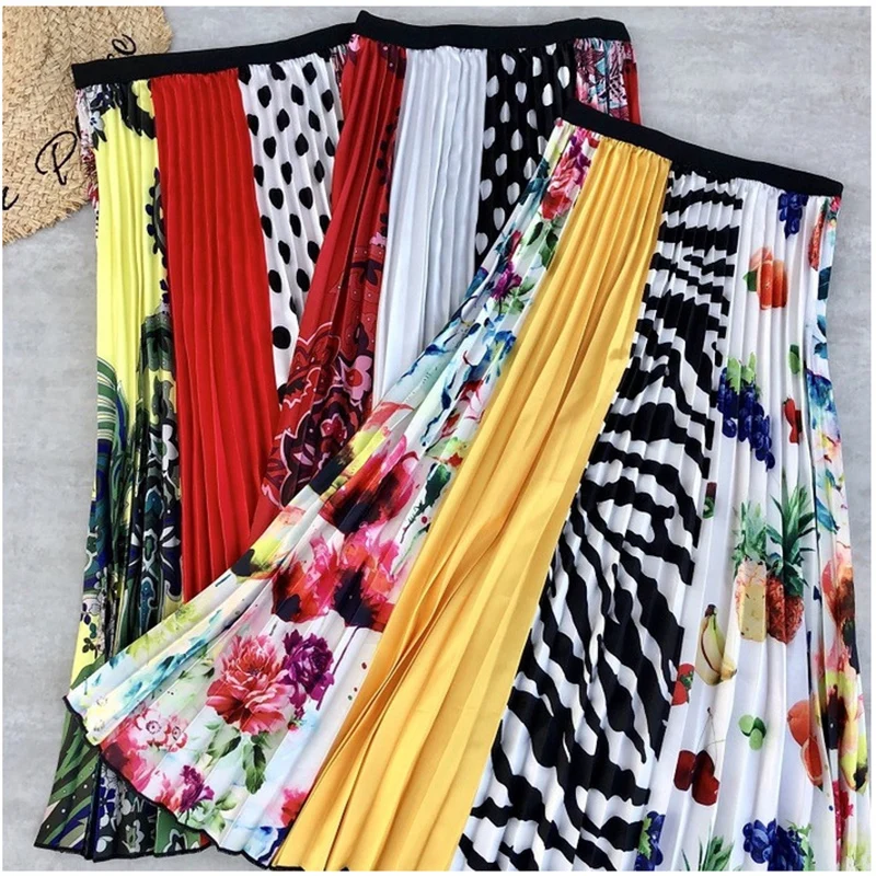 Женская длинная Плиссированная юбка трапециевидная до середины икры в