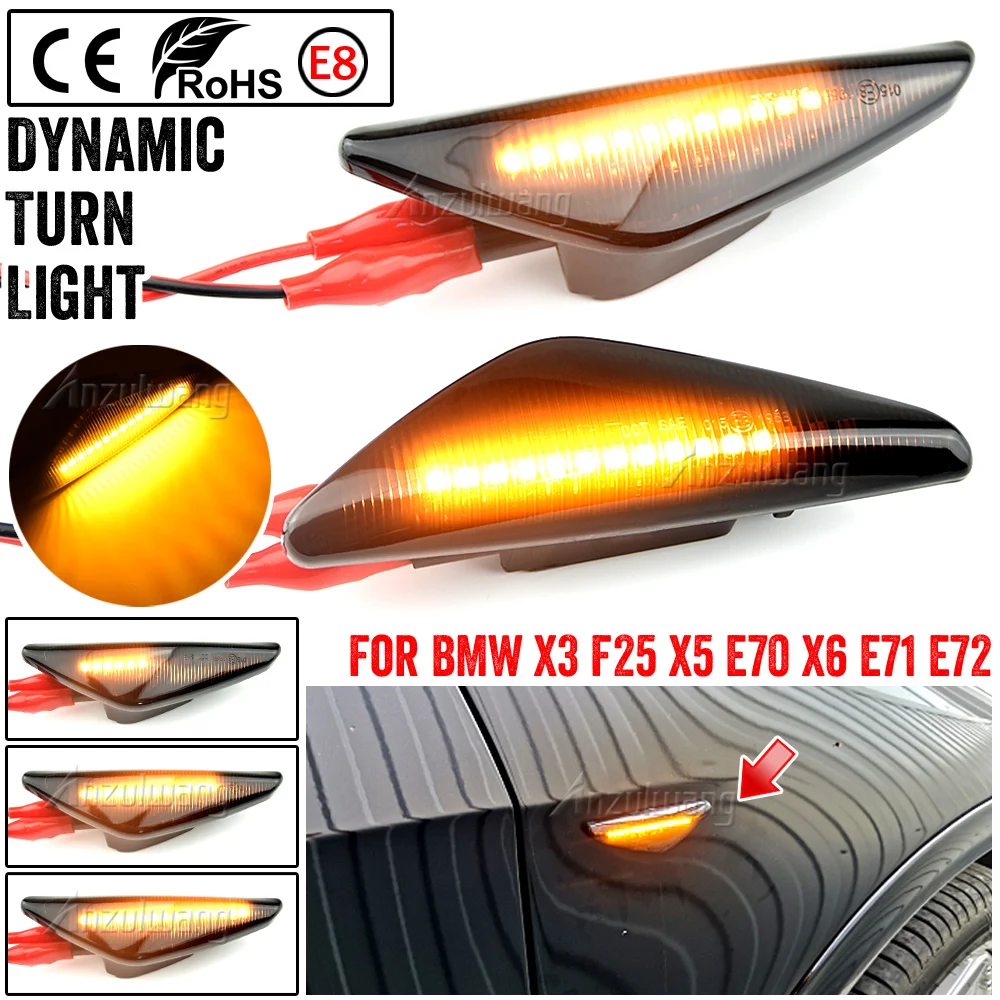 

Dynamic Flowing LED Side Marker Turn Signal Light For BMW X5 E70 X6 E71 E72 X3 F25 Sequential Lamp Blinker