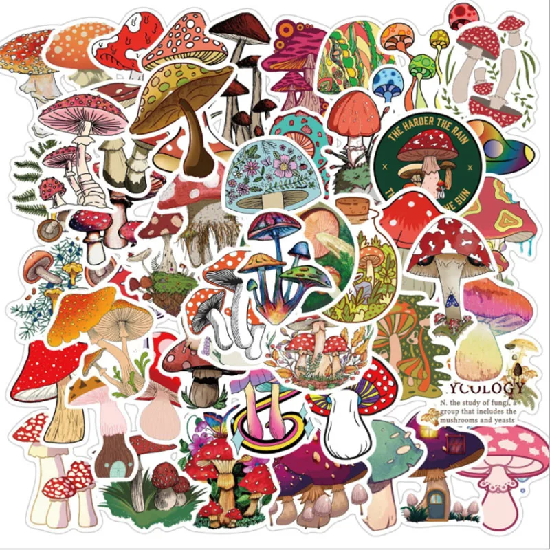 

50 pcs Cute cartoon mushrooms Graffiti Waterproof Skateboard Travel Suitcase Phone Laptop Luggage Stickers Cute Kids Girl Toys