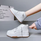 Повседневные высокие кроссовки; Женская Вулканизированная обувь; Коллекция 2021 года; Модная Уличная обувь на платформе со шнуровкой; Женская спортивная обувь; Цвет белый