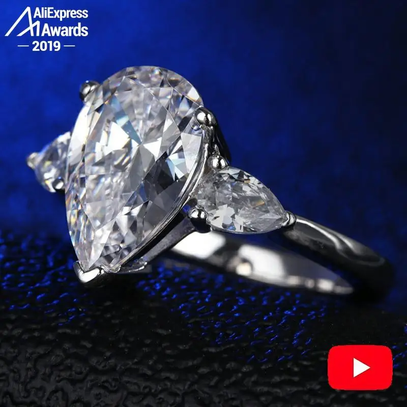 Огранка груши 9*14 мм Sona Diamond предложение обручальное кольцо S925 стерлингового