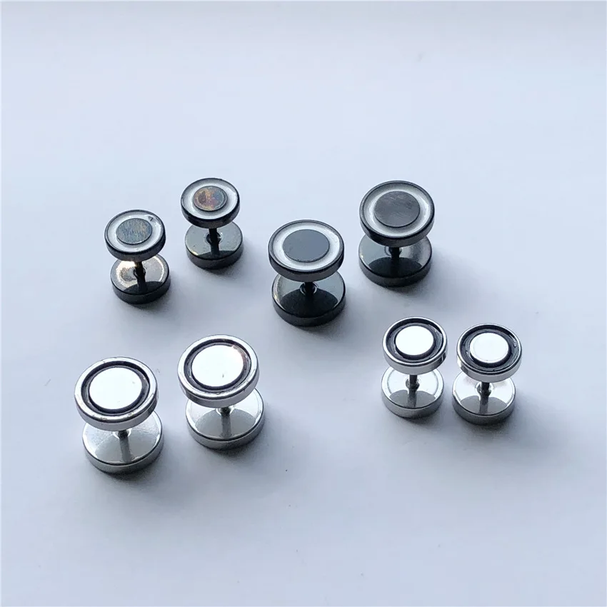 

Fashion Simple 316L Stainless Steel Earrings Women Men's Barbell Dumbbell Punk Gothic Stud Earring for Men Trend Party Best Gift