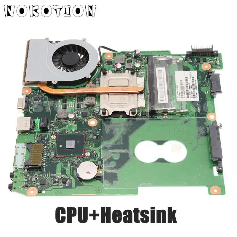 

NOKOTION For TOSHIBA Satellite C600 C640 C645 Laptop Motherboard V000238010 6050A2357502-MB-A02-TI CT10 With CPU+Heatsink