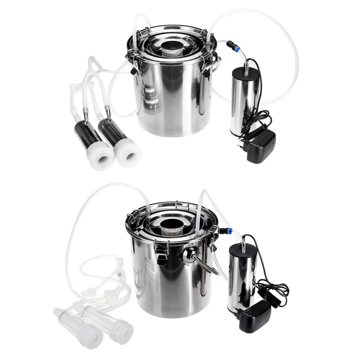 

5L Upgraded Version Double Head Electric Milking Machines Cow Goat Sheep Milker Vacuum Pump Stainless Steel Bucket 220V