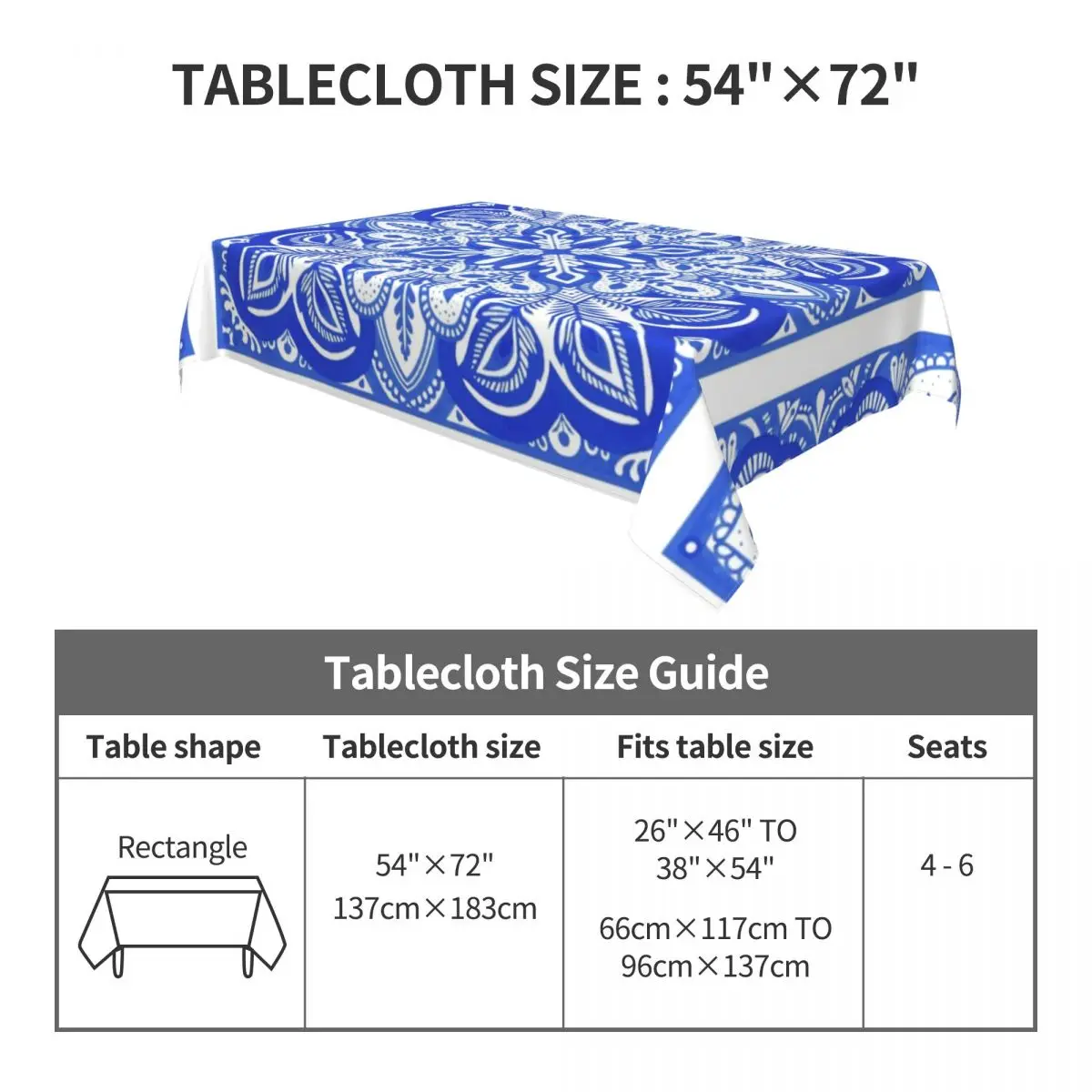Floral Christmas Blue And White Porcelain Rectangular Table Cloth Household Dining Tablecloth for Home Textile Kitchen | Дом и сад
