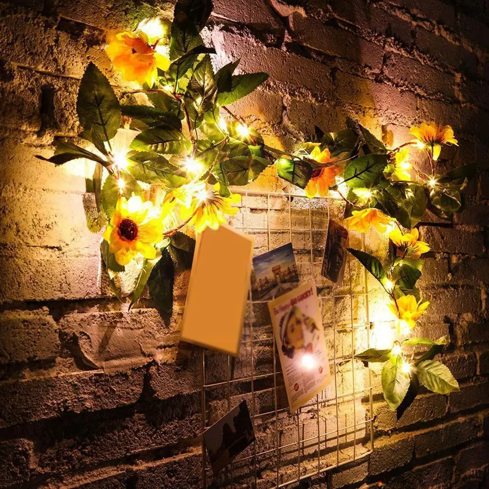 2m 20led Sunflower Lantern Copper Wire Light Sunflower Christmas String LED Lantern Light Decoration L6L7
